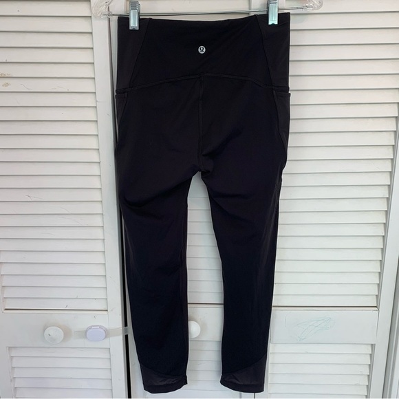 Lululemon Uncovered Strength High-Rise Crop Leggings 23” Black Sz 6 W6BAWS Mesh - Picture 6 of 14